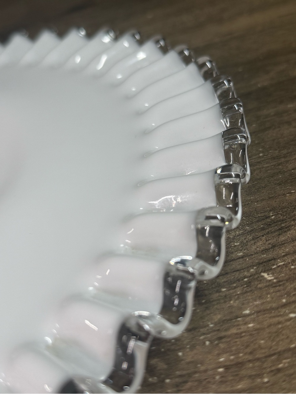 Fenton Silver Crest 11.25” Milk Glass Ruffled Edge Sandwich Serving Tray Platter